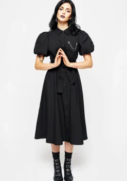 Skeleton Collar Midi Shirt Dress