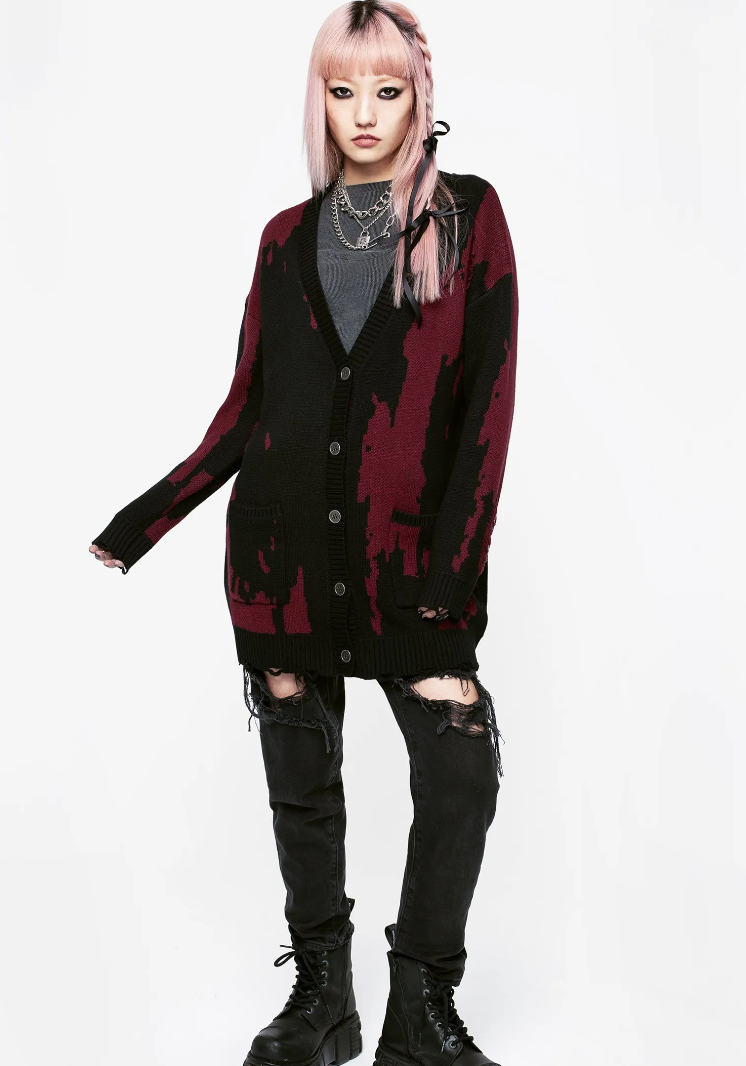 Snag Distressed Oversized Cardigan