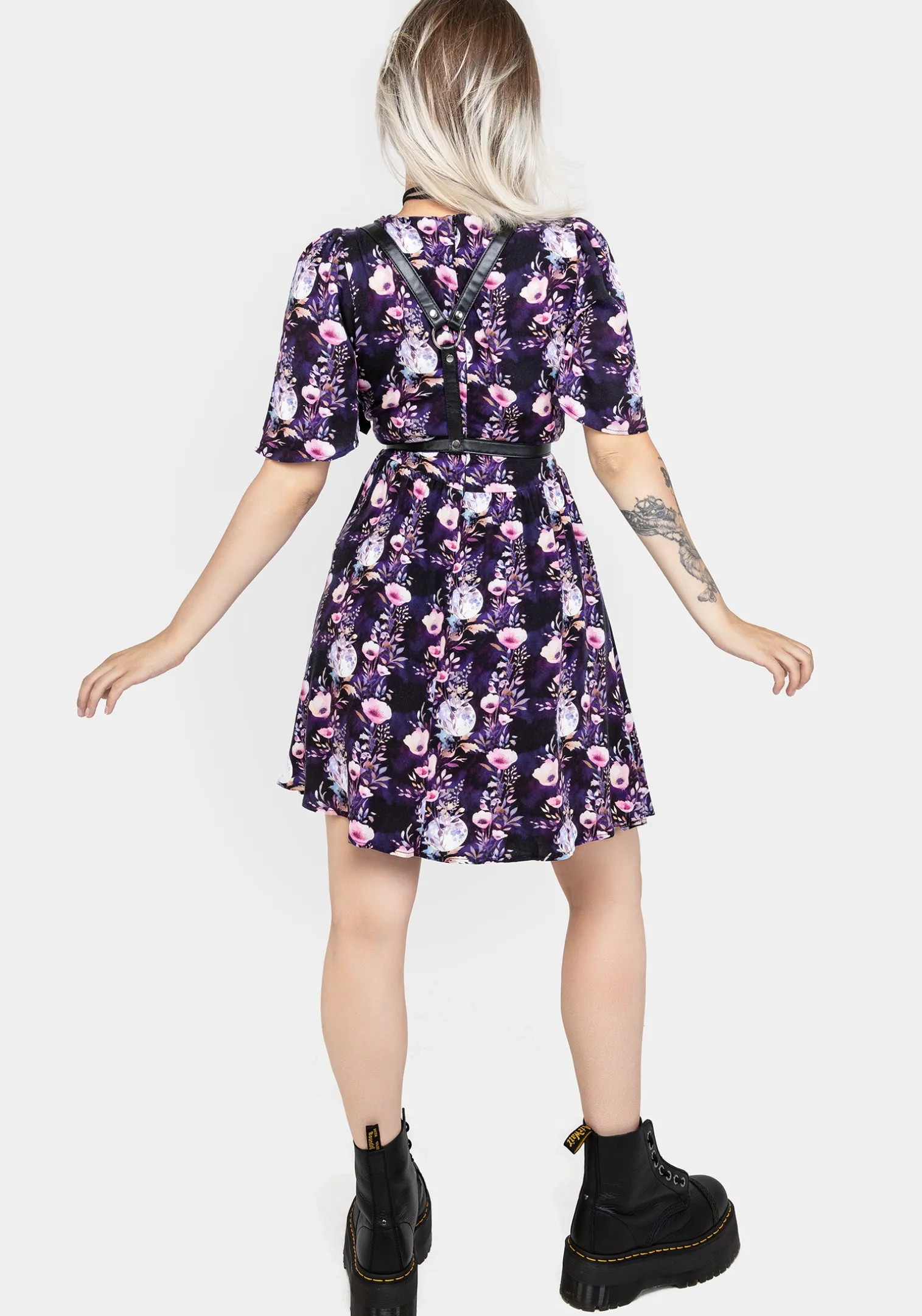 Socordia Floral Moon Button Front Mini Dress