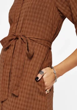 Soleil Cotton-Blend Check Midi Shirt Dress