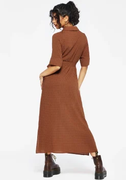Soleil Cotton-Blend Check Midi Shirt Dress