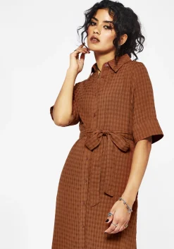 Soleil Cotton-Blend Check Midi Shirt Dress