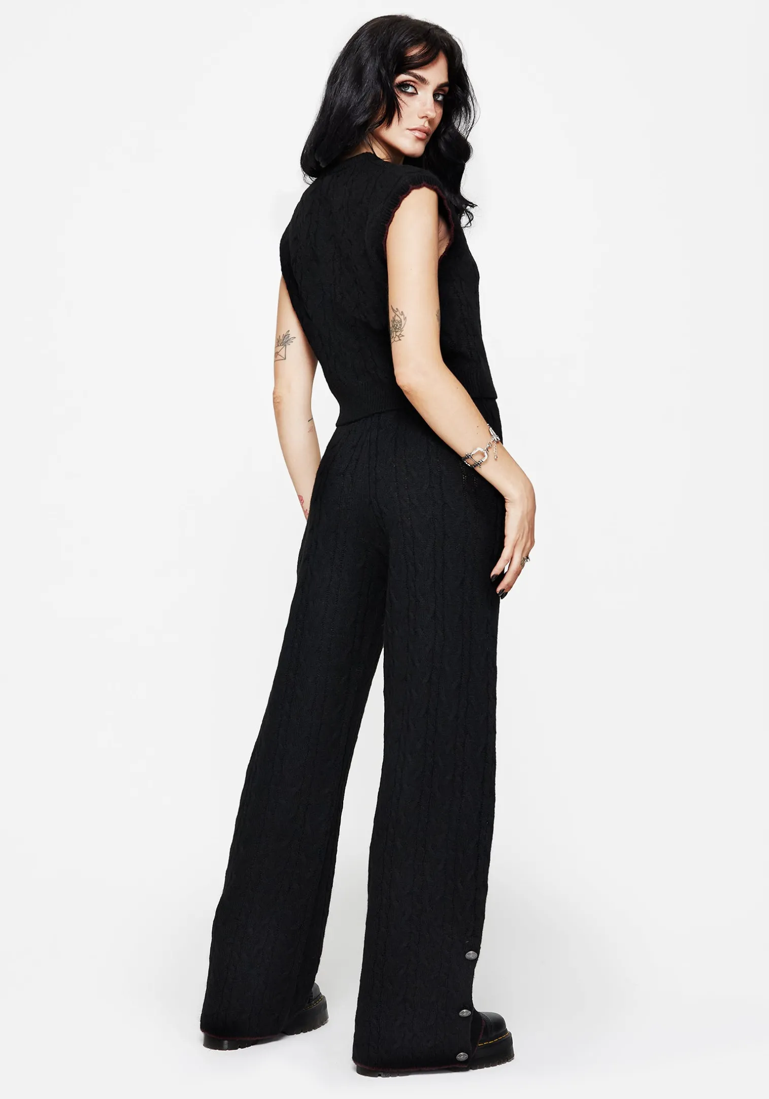 Sophia Cable Knit Wide Leg Trouser