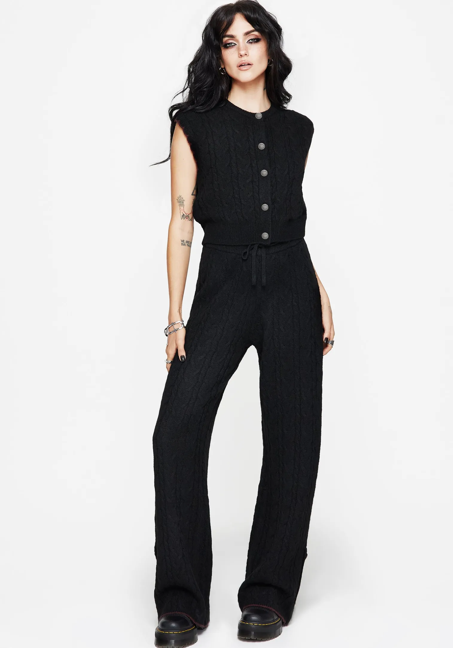 Sophia Cable Knit Wide Leg Trouser
