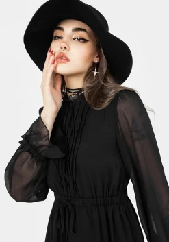 Spirit Sheer Pintuck Ruffle Mini Dress