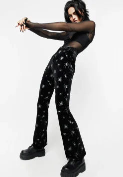 Spiro Foil Print Velour Flared Trousers