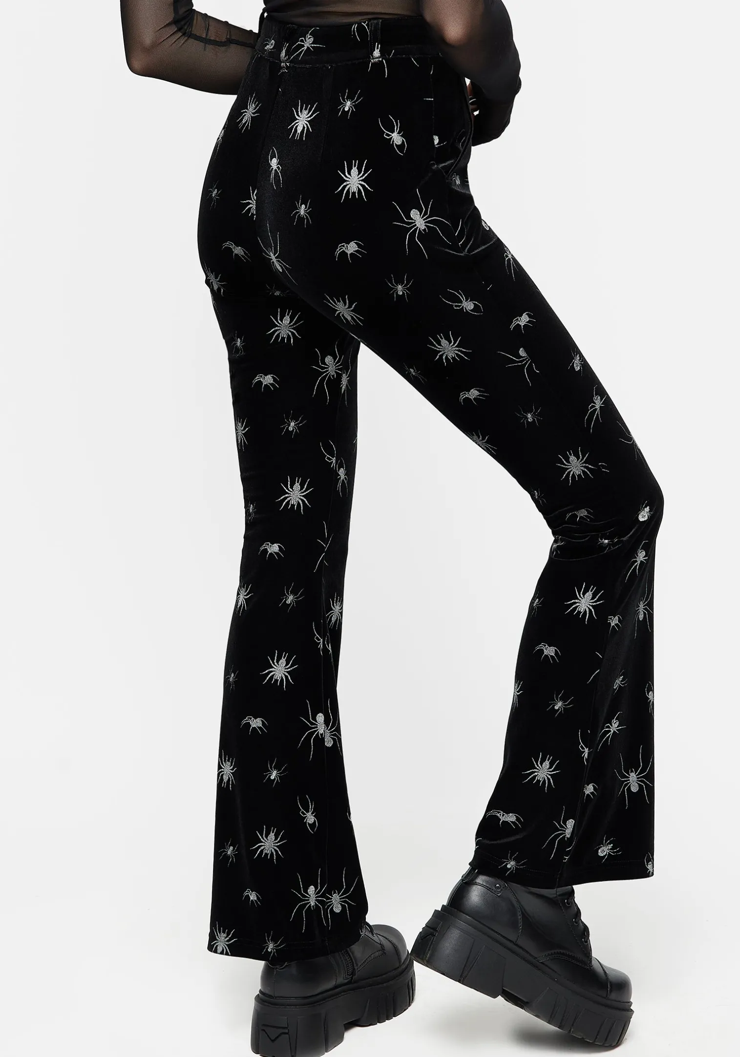 Spiro Foil Print Velour Flared Trousers
