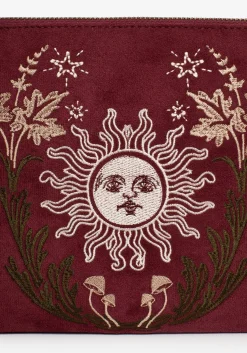 Splendour Floral Sun Embroidered Velour Zip Pouch Set