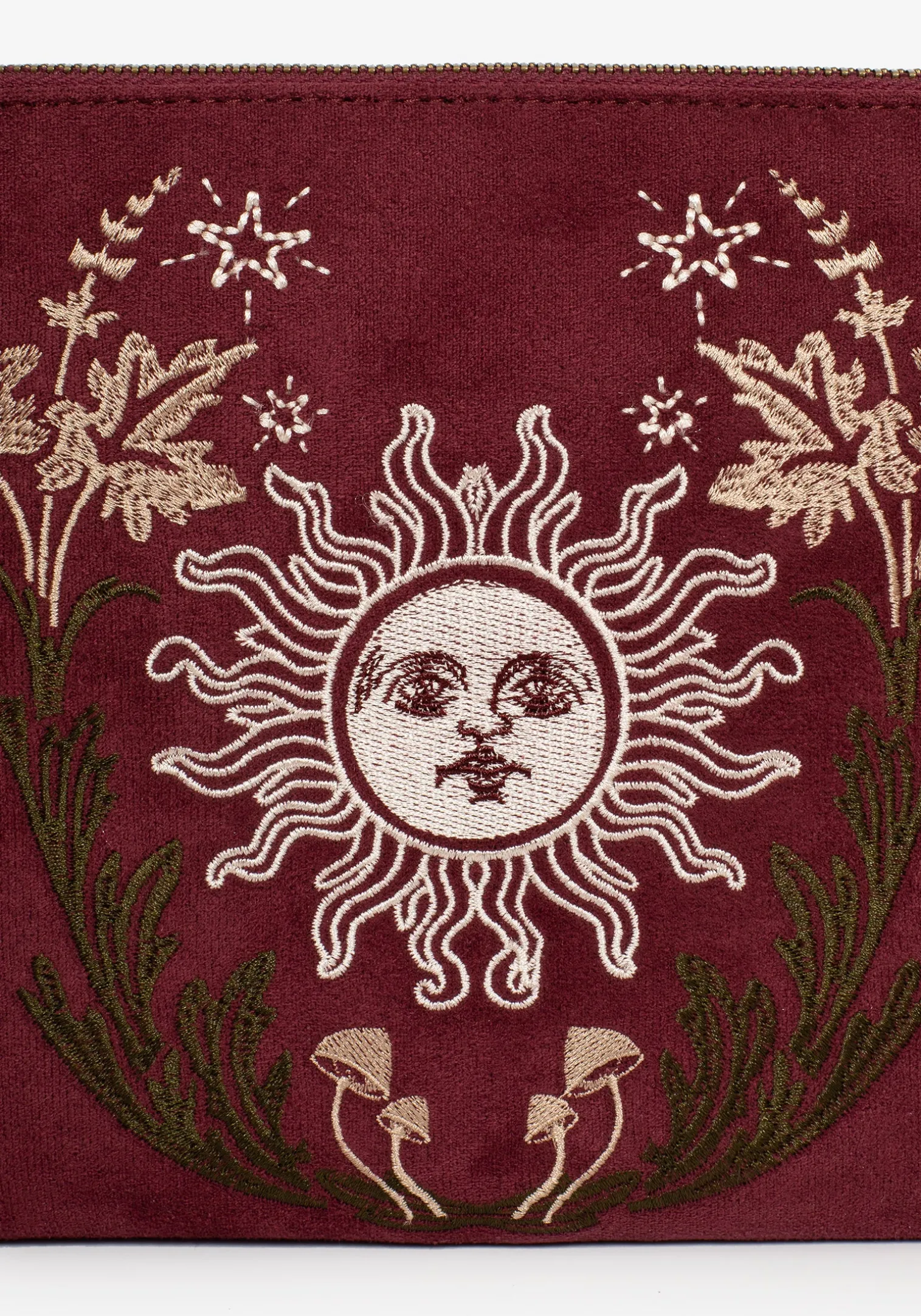 Splendour Floral Sun Embroidered Velour Zip Pouch Set