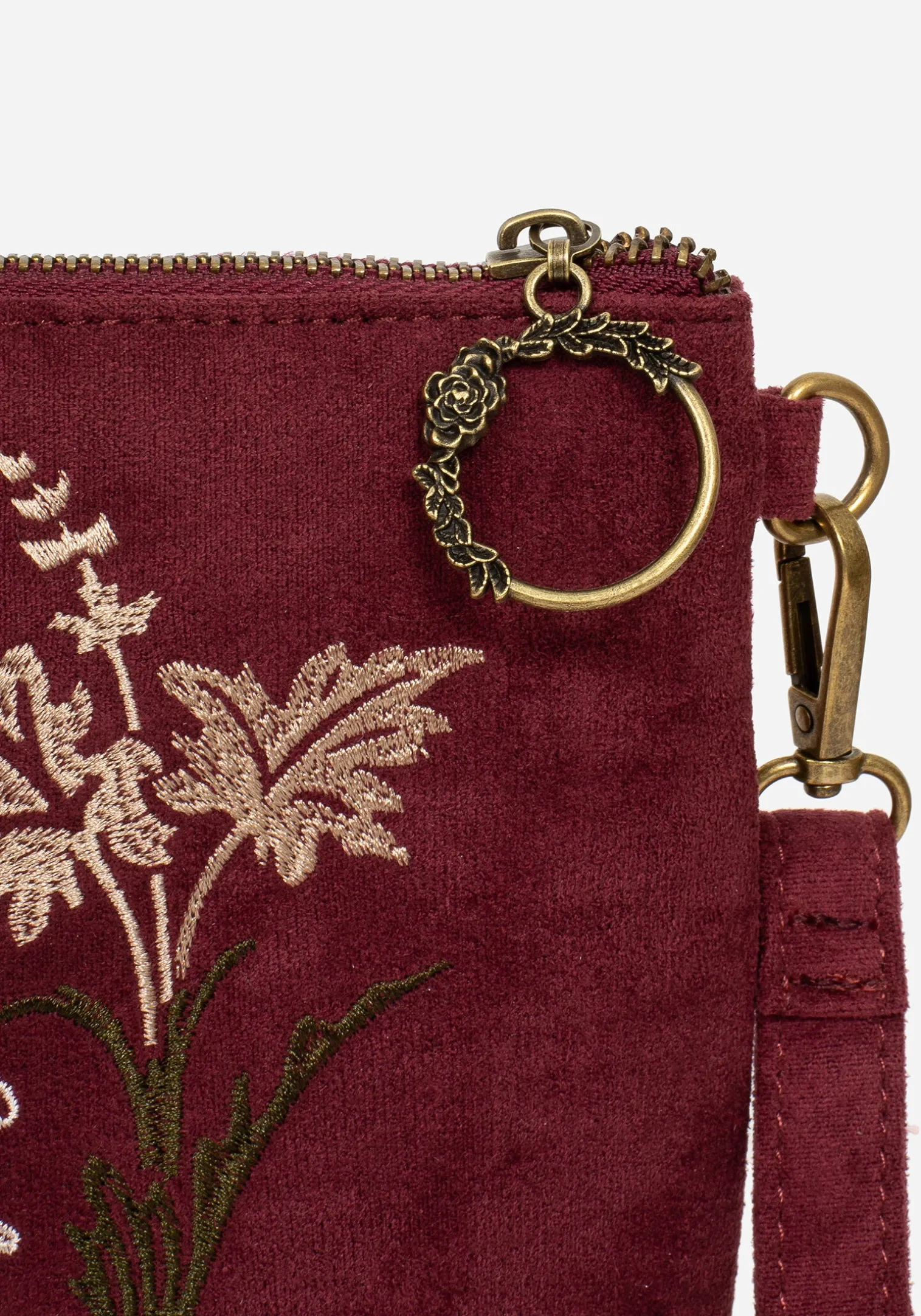 Splendour Floral Sun Embroidered Velour Zip Pouch Set