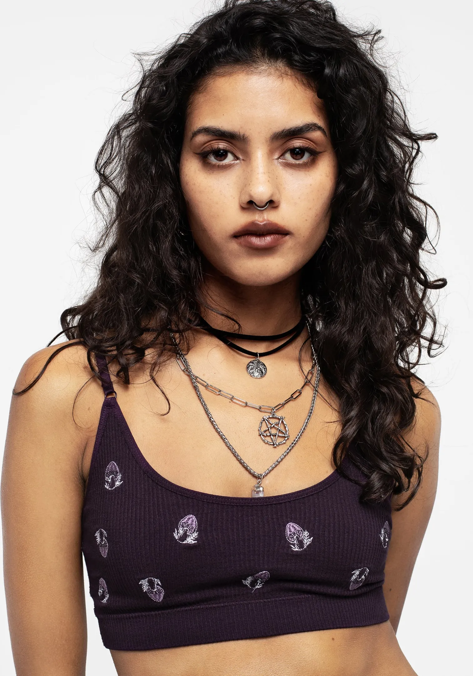 Spore Mushroom Embroidered Bralet