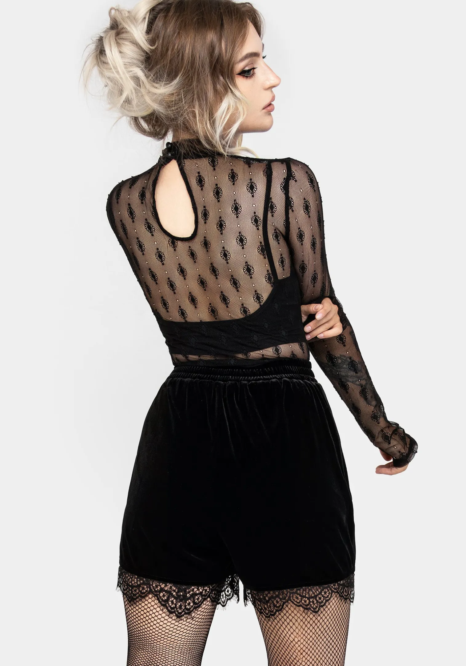 Spydre Lace Hem Velour Shorts
