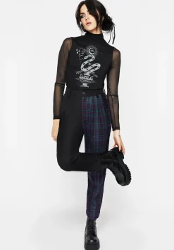 Stereo Spliced Check High Waist Tapered Trousers