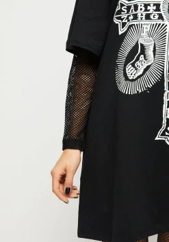 Stigmata Layered Fishnet Sleeve Tee Dress