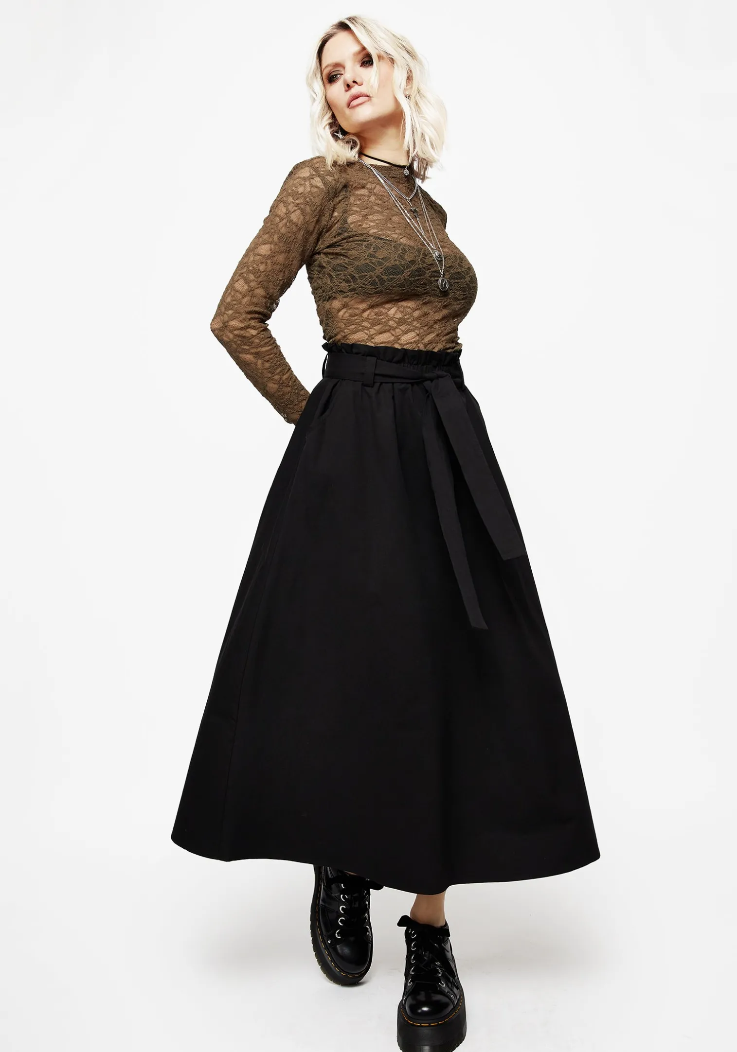 Strega Tie Belt Midaxi Skirt