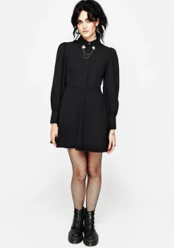 Styx Moth Collar Chain Mini Shirt Dress