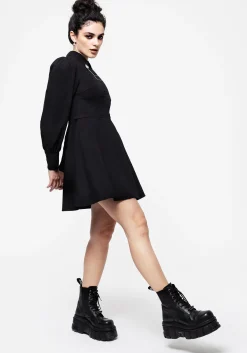 Styx Moth Collar Chain Mini Shirt Dress