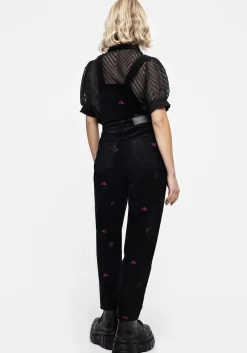 Styx Moth Embroidered Cord Balloon Leg Dungarees