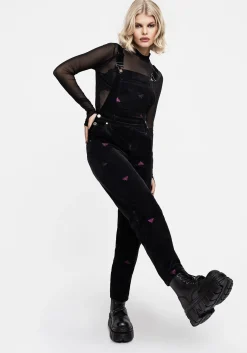 Styx Moth Embroidered Cord Balloon Leg Dungarees