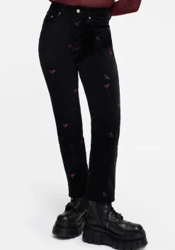 Styx Moth Embroidered Cord Trousers