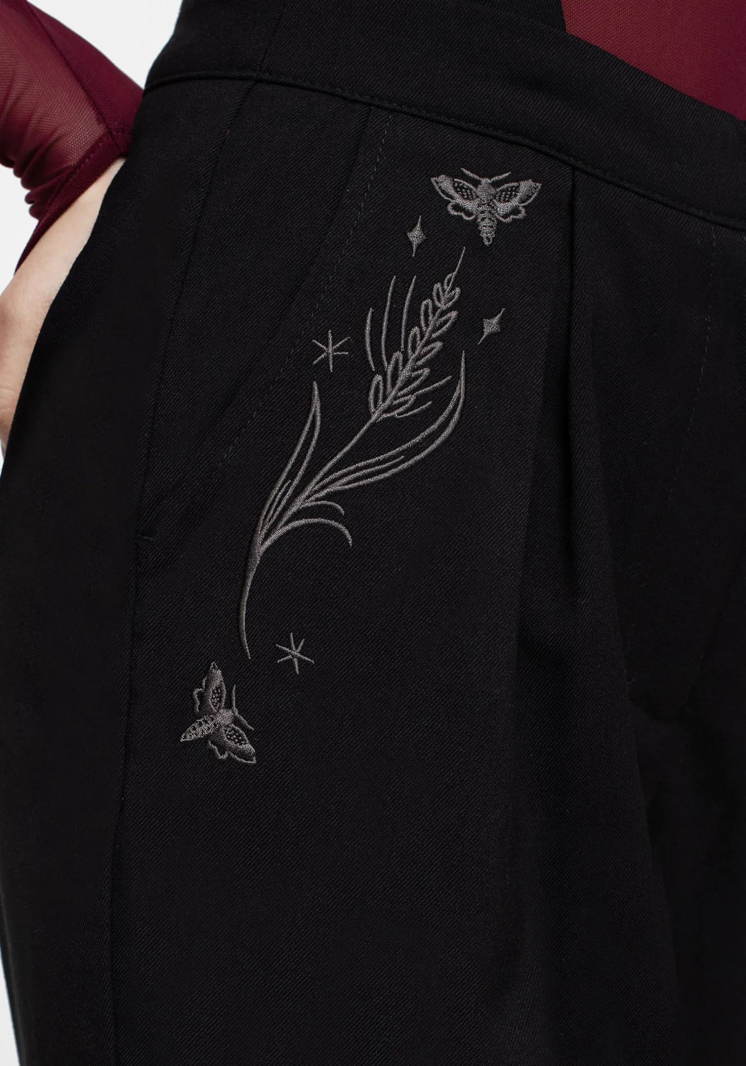 Styx Moth Embroidered Tapered Trousers