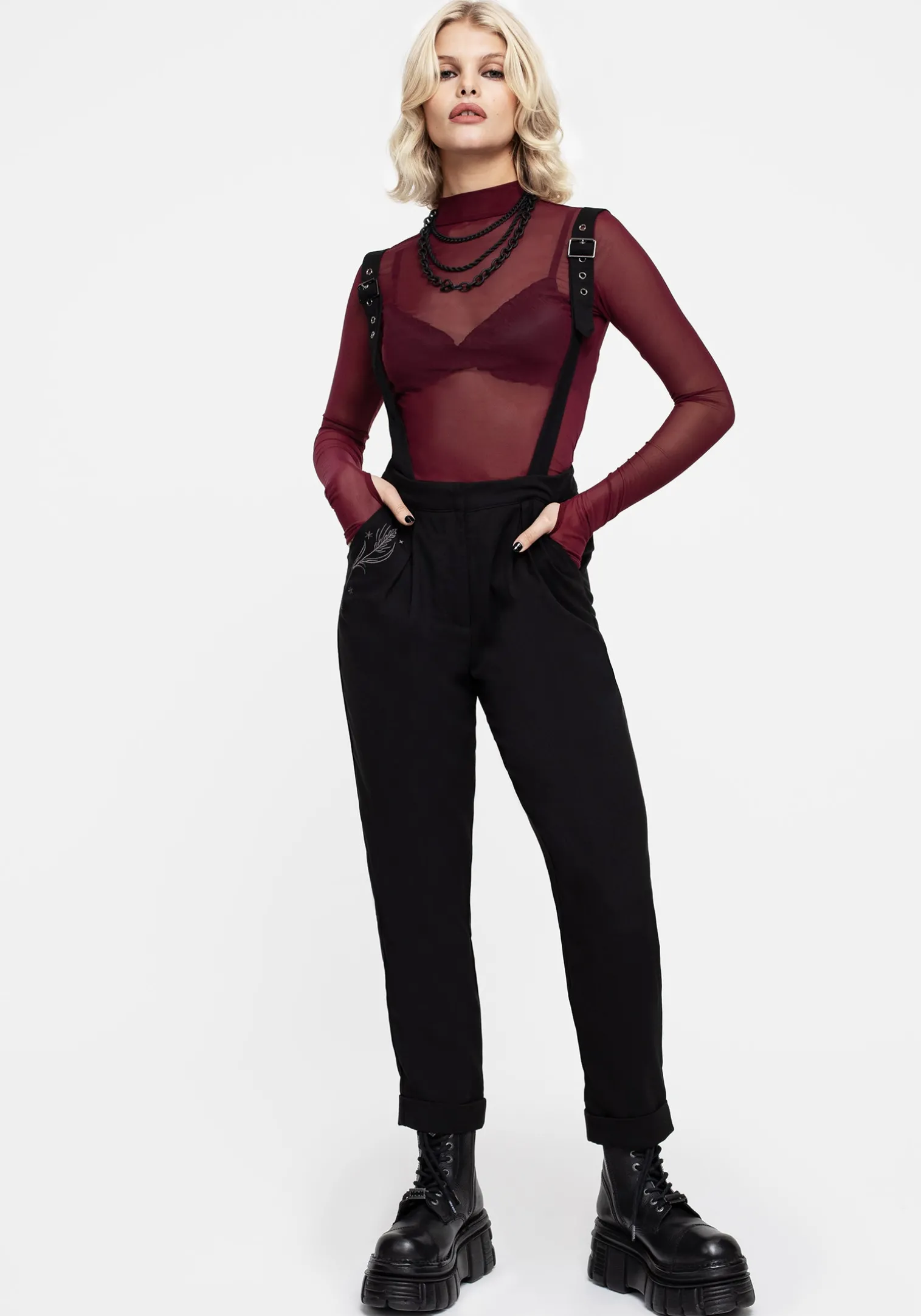Styx Moth Embroidered Tapered Trousers