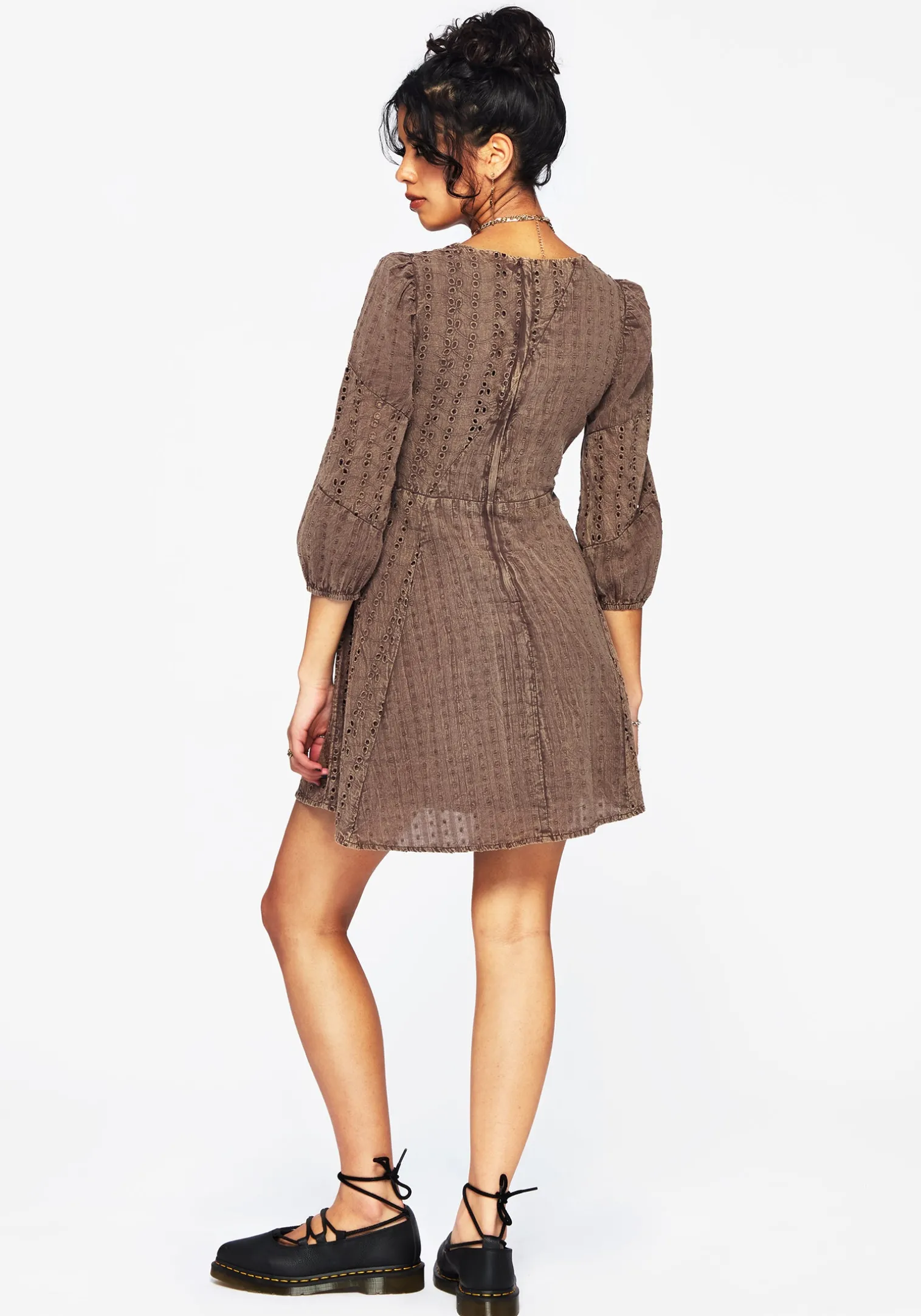 Summerisle Cotton Broderie Detail Mini Smock Dress