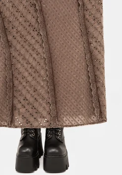 Summerisle Cotton Broderie Detail Midaxi Skirt