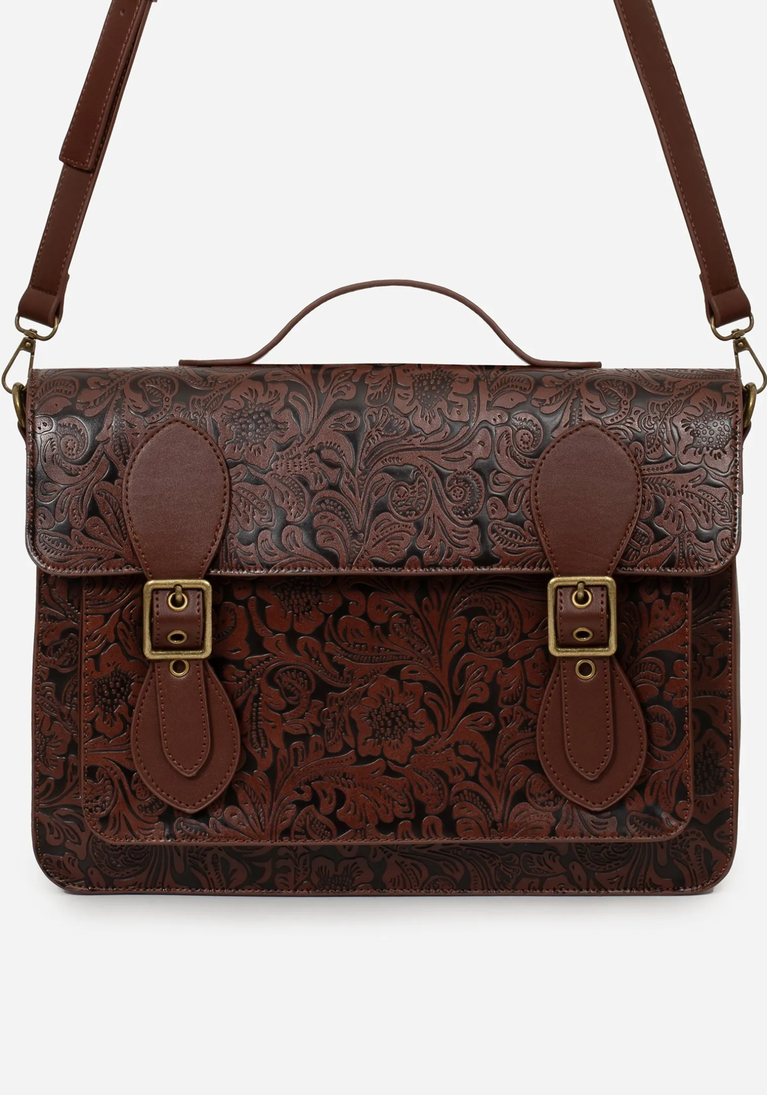 Sunder Floral Debossed Mini Crossbody Satchel Bag