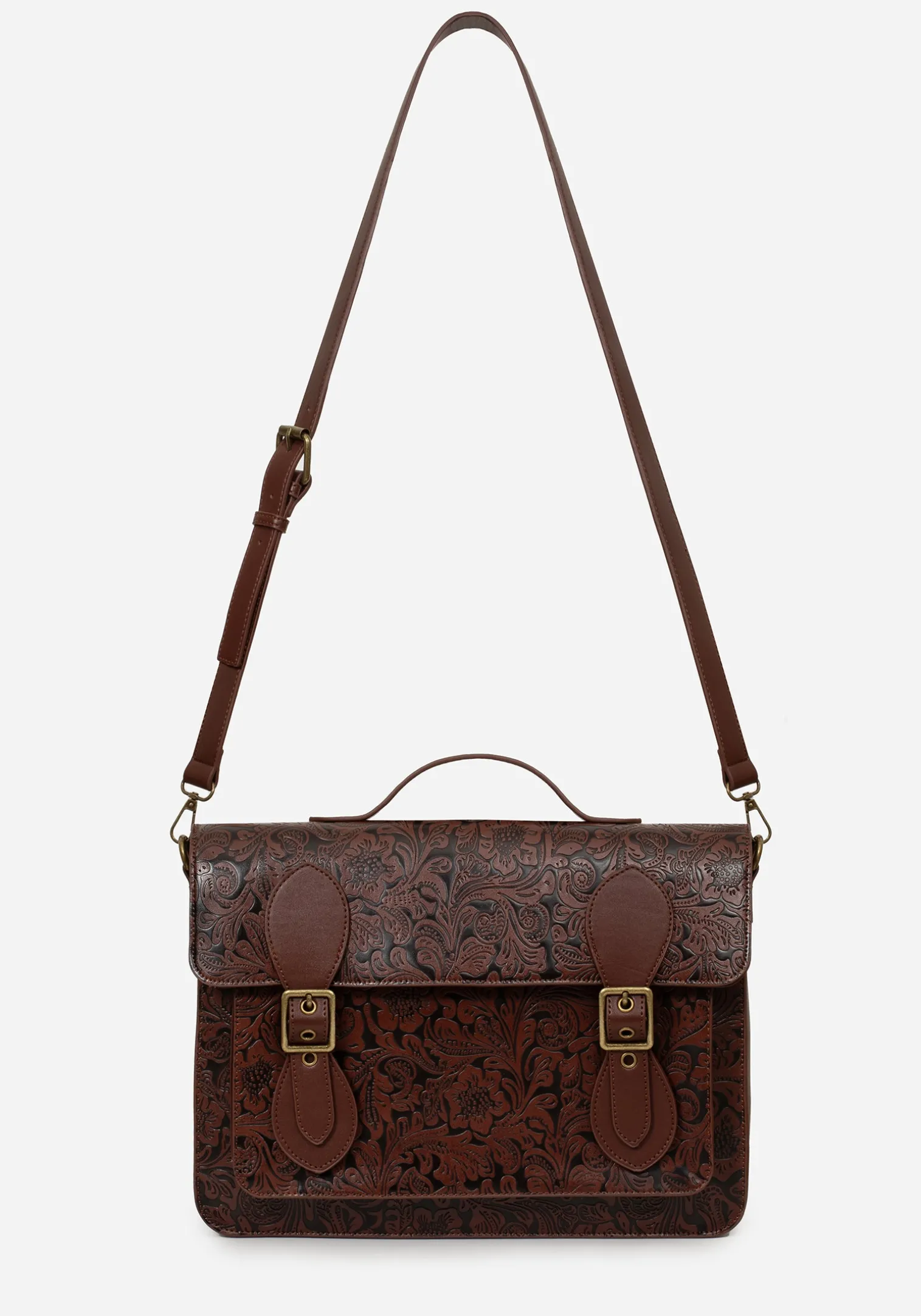 Sunder Floral Debossed Mini Crossbody Satchel Bag