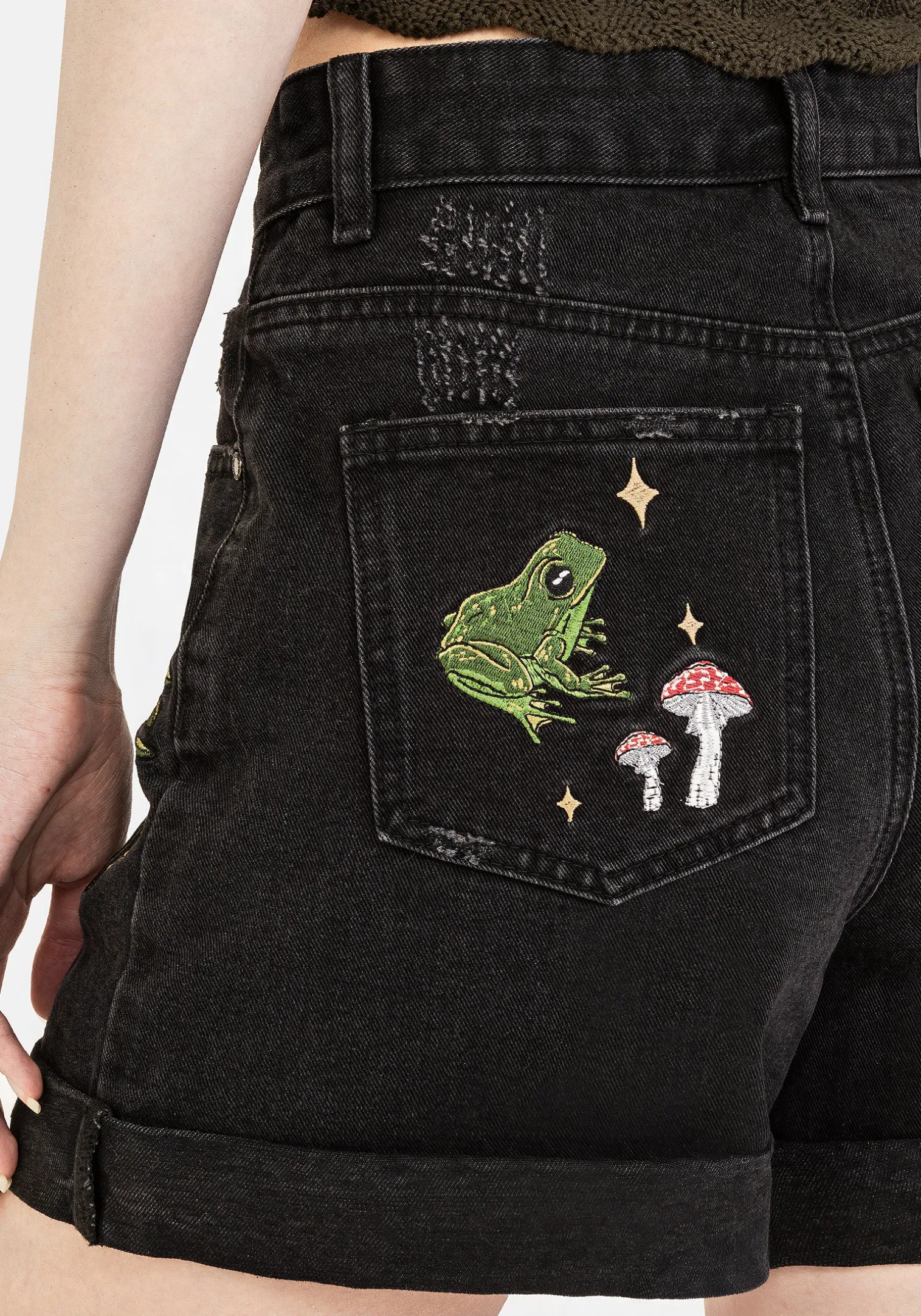 Swamplife Embroidered Denim Shorts