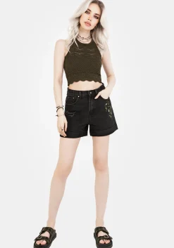 Swamplife Embroidered Denim Shorts