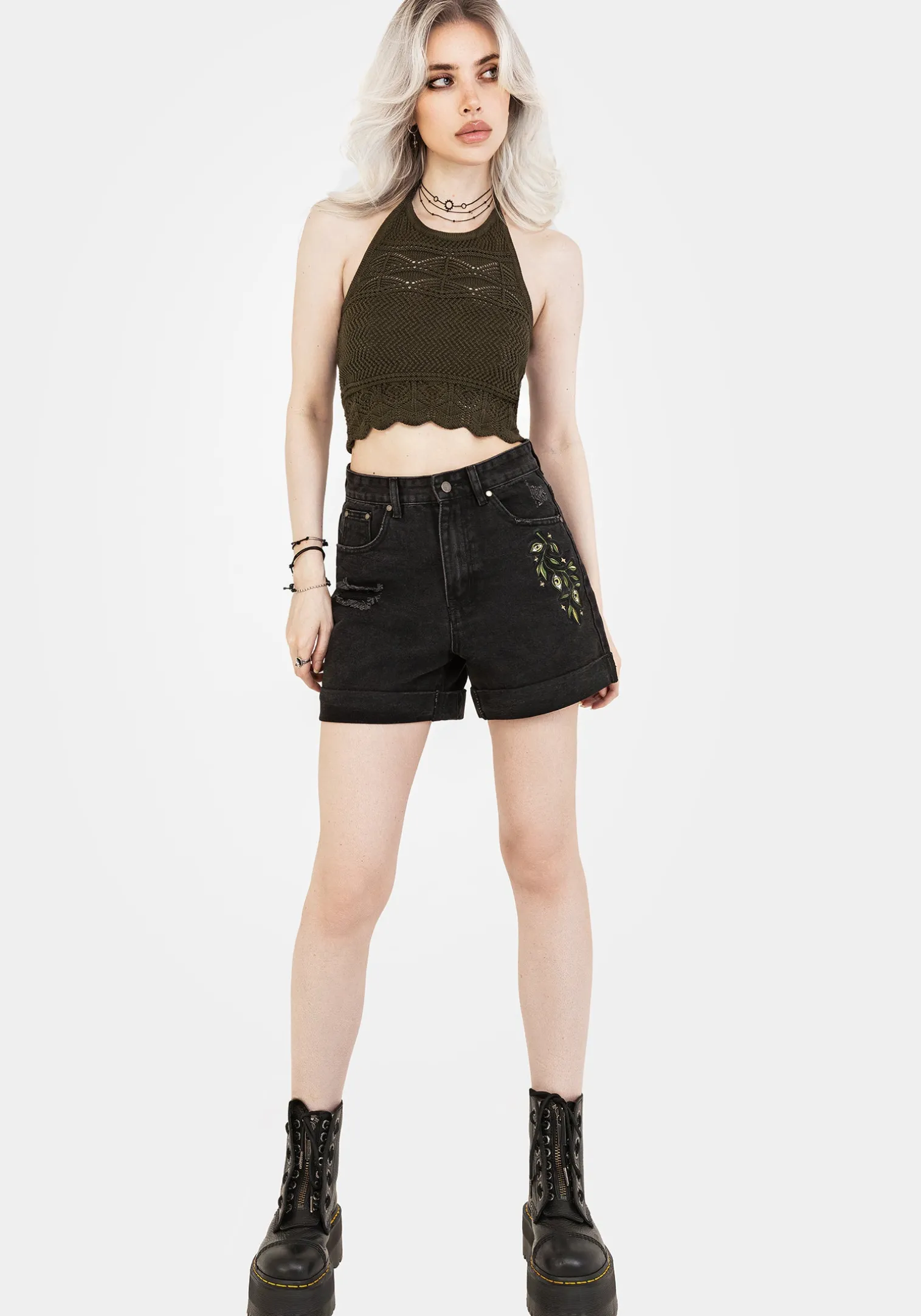 Swamplife Embroidered Denim Shorts