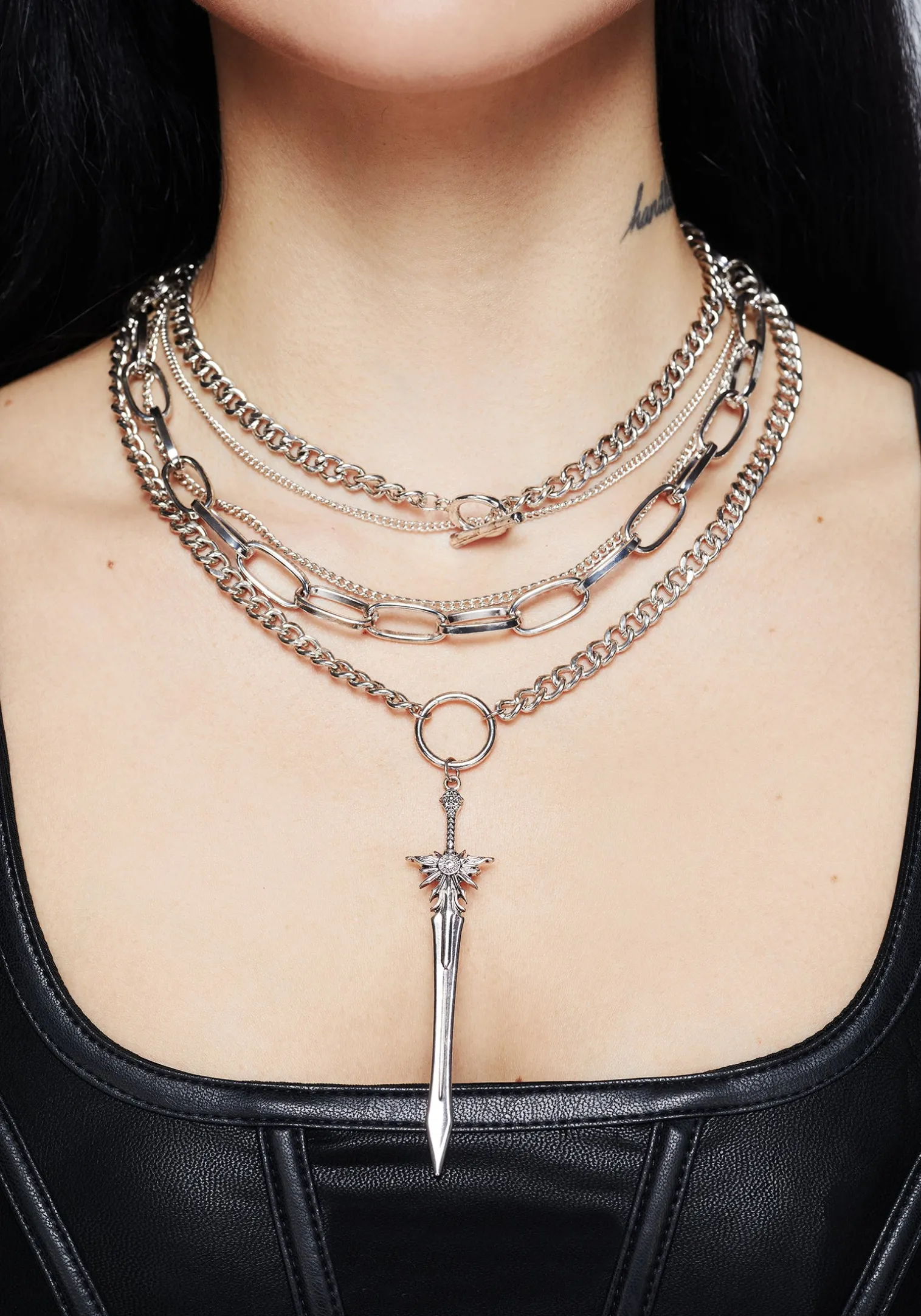 Sword Multichain Necklace
