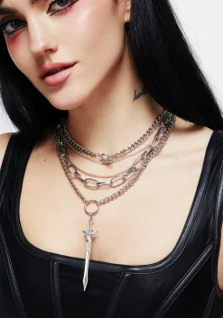 Sword Multichain Necklace
