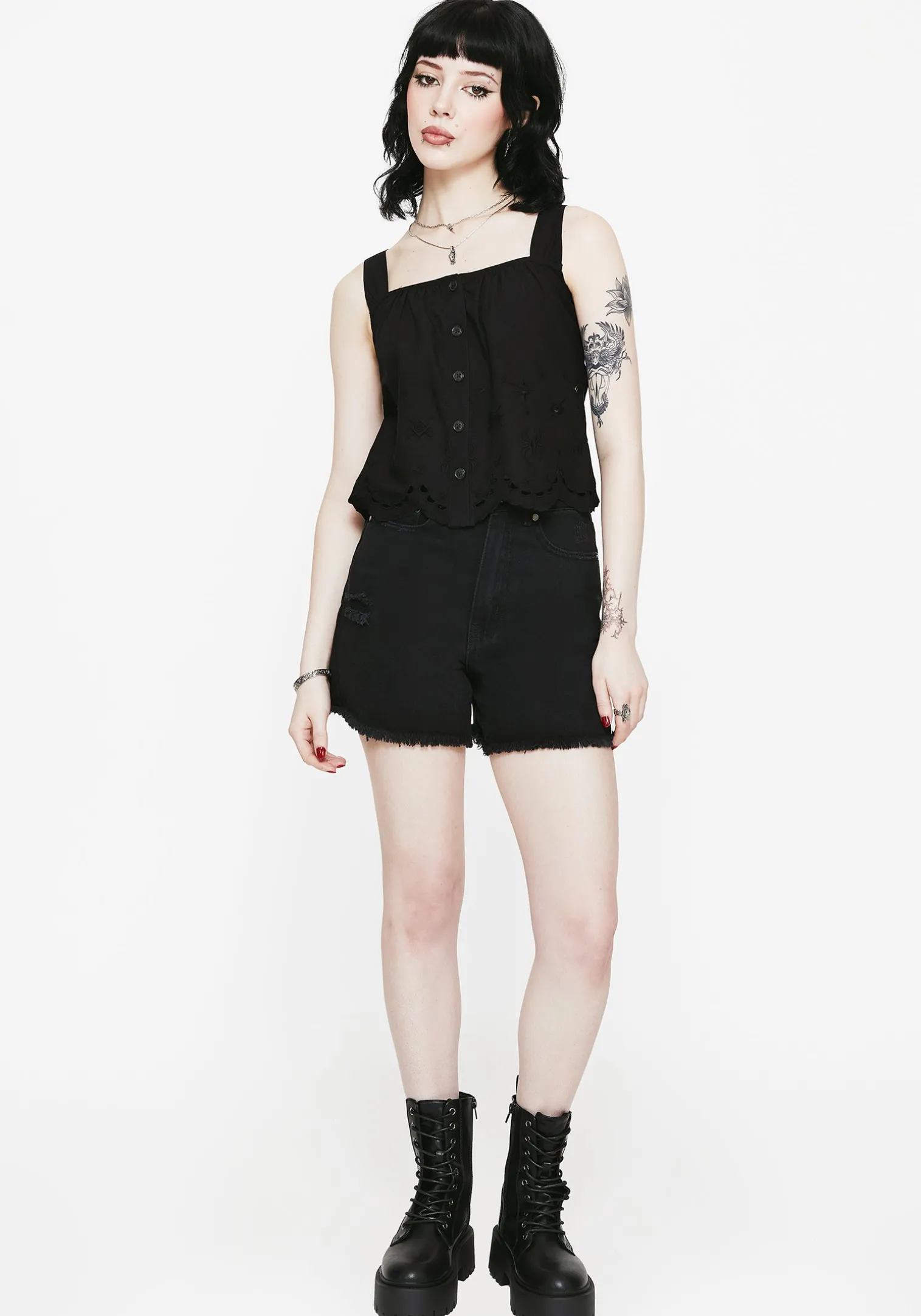 Synthweb Cotton Broderie Hem Cami Top