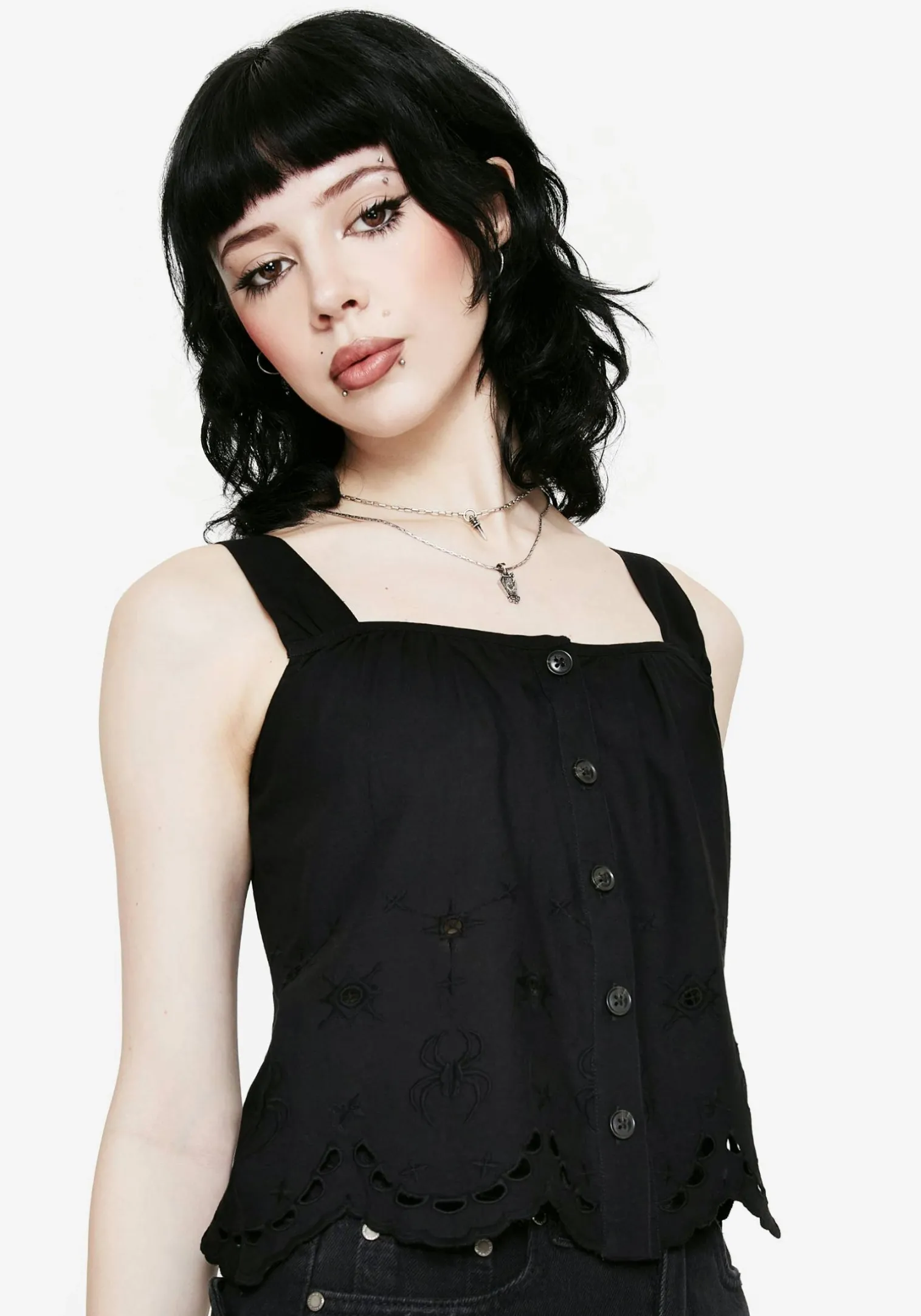 Synthweb Cotton Broderie Hem Cami Top
