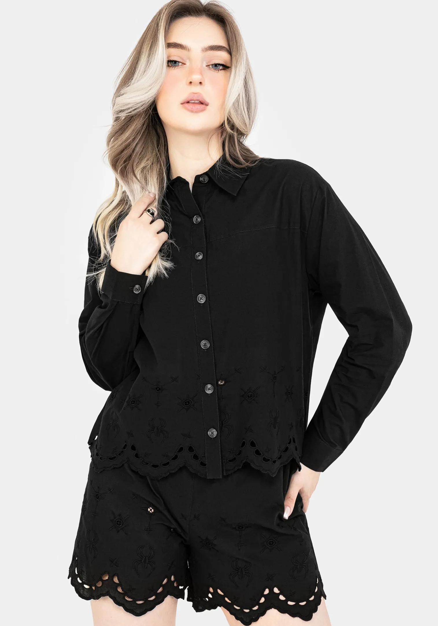 Synthweb Cotton Broderie Hem Shirt