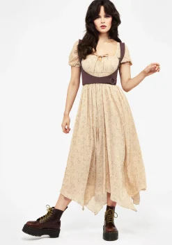 Tabitha Floral Print Chiffon Handkerchief Hem Midaxi Dress