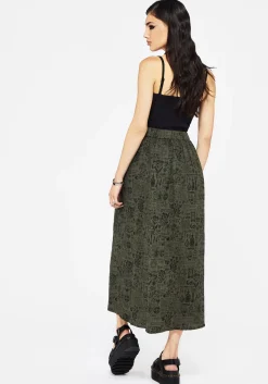 Taddea Cotton Side Button Up Maxi Skirt