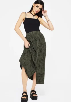 Taddea Cotton Side Button Up Maxi Skirt