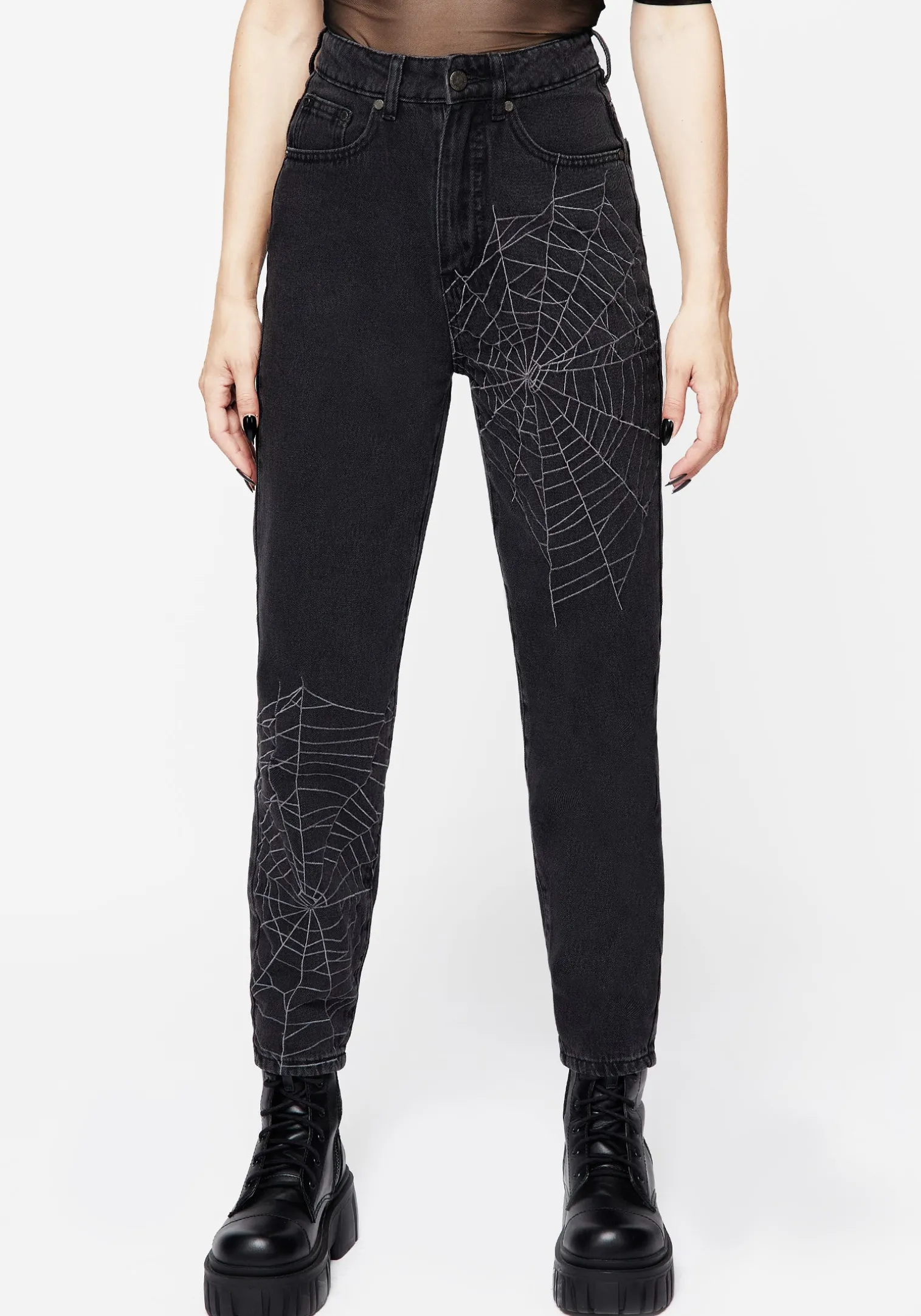 Tarantism Embroidered Mom Jeans