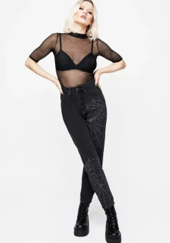 Tarantism Embroidered Mom Jeans