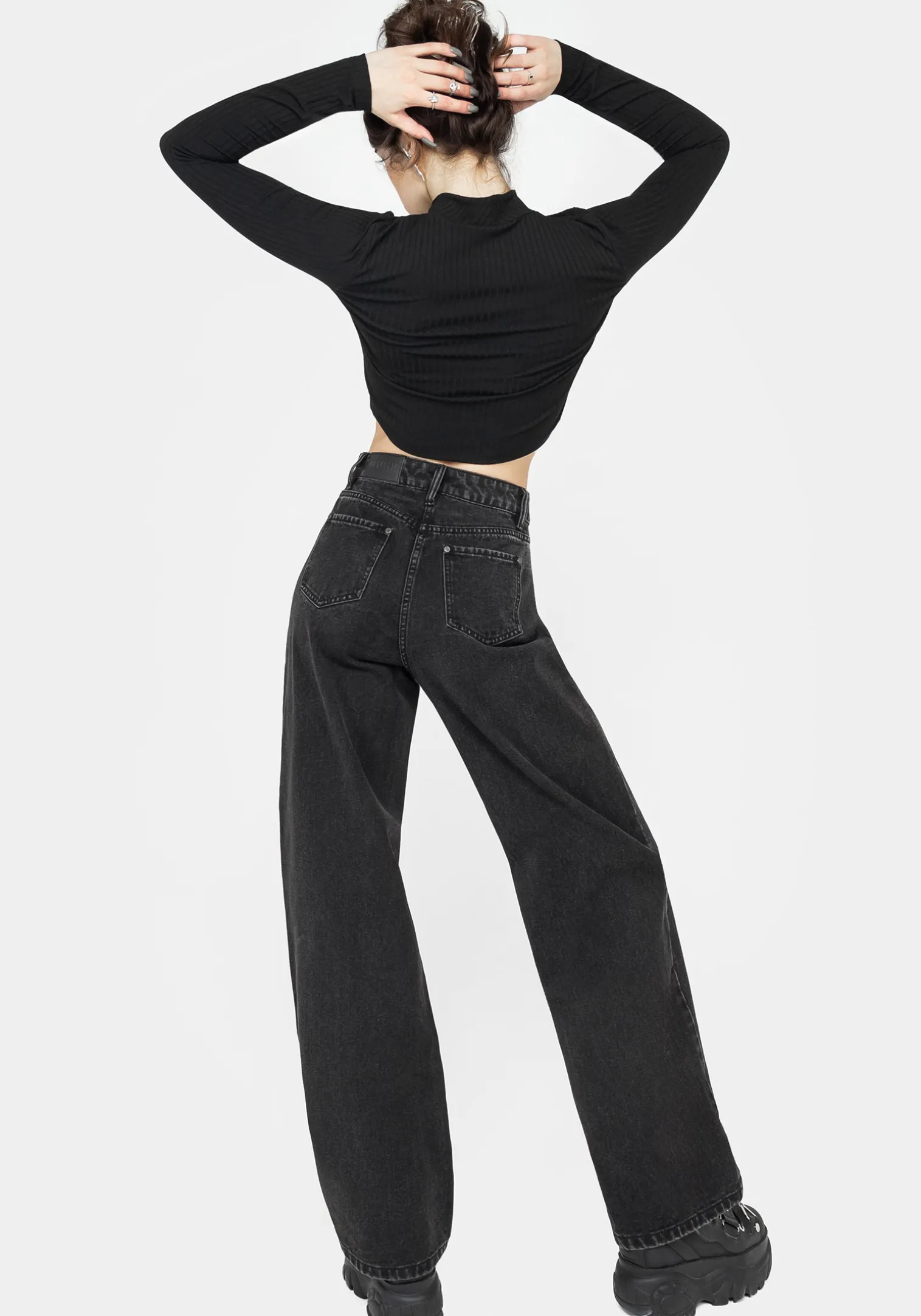 Tarantism Embroidered Wide Leg Jeans