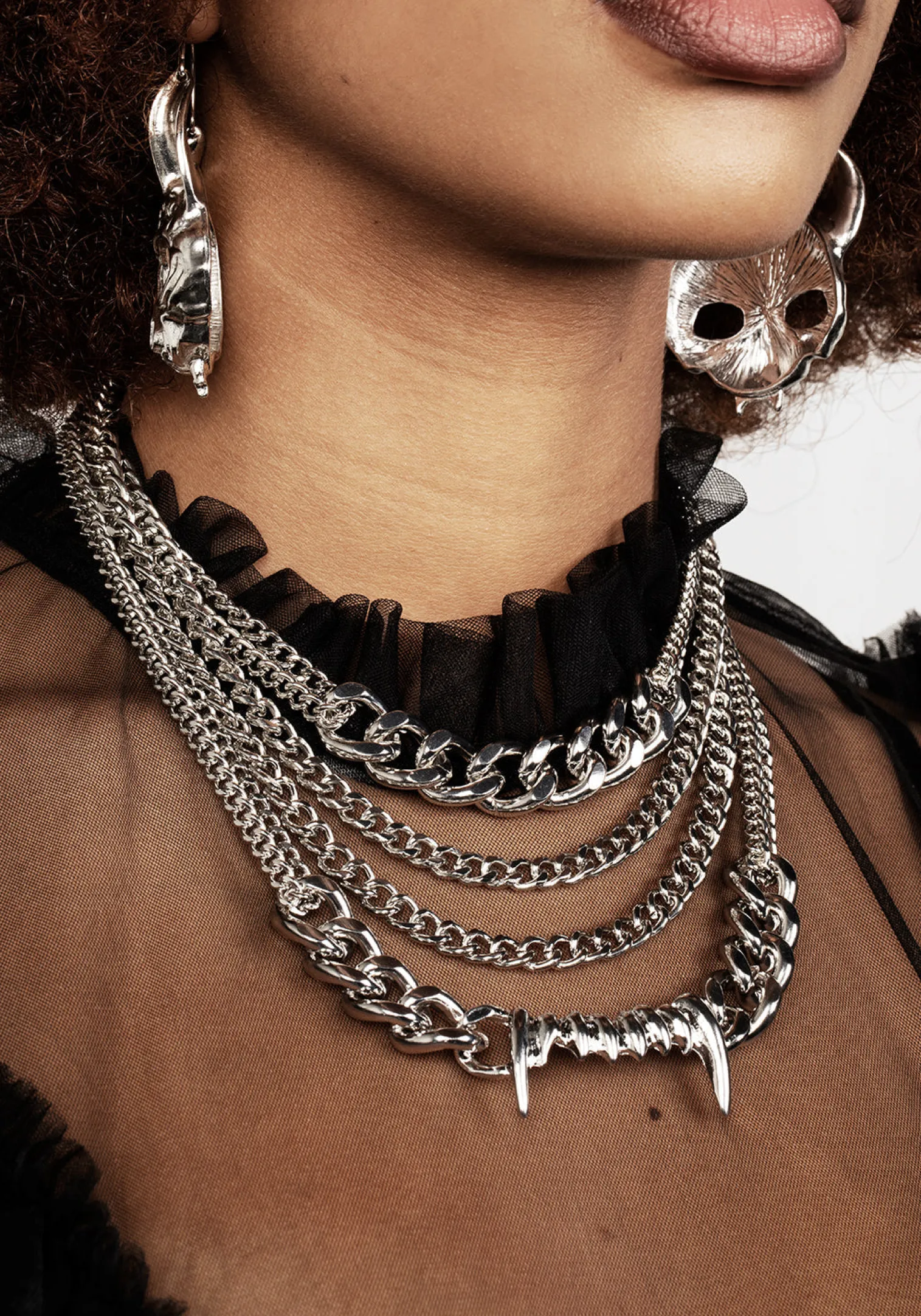 Teeth Layered Multichain Necklace