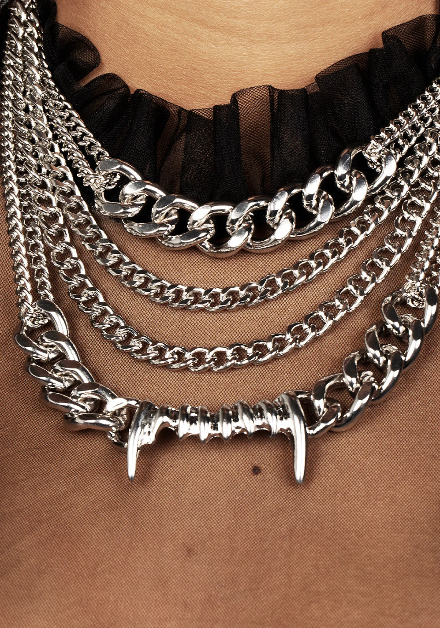 Teeth Layered Multichain Necklace