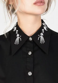 Tempora Embroidered Button Up Shirt - Black