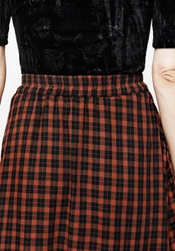 Terra Check Midi Skirt - Orange