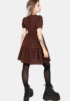 Terra Check Mini Smock Dress - Orange