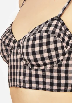 Terra Gingham Bikini Top - Pink